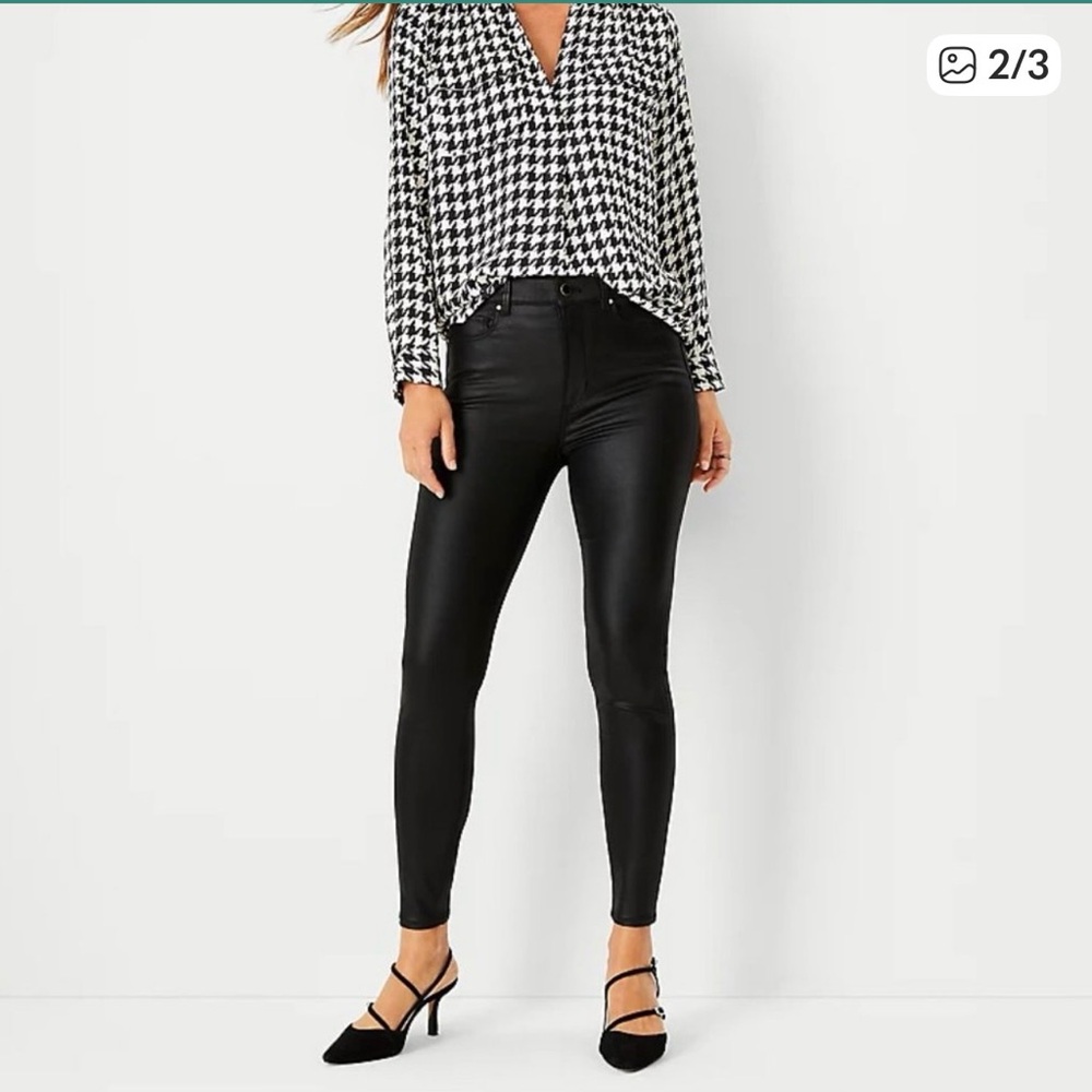 Ann Taylor High Rise Skinny Jeans Black Coated Denim NWT 12 Petite NEW